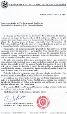 CONSEJO DE PROVINCIA DE LOS DOMINICOS DE ESPAÑA