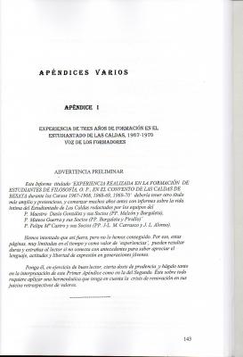 INSTITUTO Y COMUNIDAD EN LAS CALDAS (Apuntes históricos)Páginas 143 y 144
